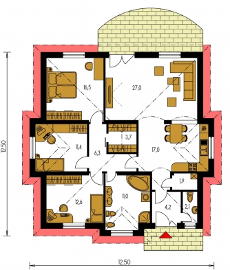 Mirror image | Floor plan of ground floor - BUNGALOW 51